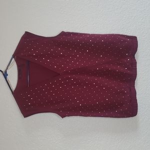 🦋 5 for $15 SOFIA VEGARA WINE VEST WITH GOLD STUDS SIZE M
